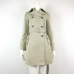 インディヴィ INDIVI コート トレンチコート ウエストベルト ミディ丈 コットン ストレッチ 長袖 S 36 ライトベージュ