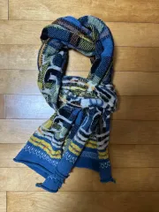 KAPITAL(キャピタル) メルティングウール Tartan Ainu Happy Muffler Blue