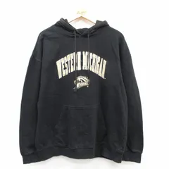 XL/古着 長袖 スウェット パーカー メンズ WESTERN ミシガン 黒 ブラック 25sep10 中古 スエット トレーナー トップス
