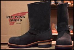 【7D 未使用 10年】レッドウィング 8274 黒スエード エンジニア ブラック ラフアウト スチールトゥ ブーツ redwing HOPESMORE【ED512】