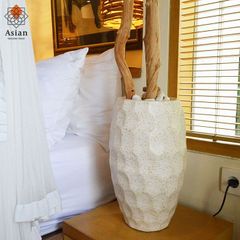 フラワーベース (単品40cmC) 鉢 ポット プランター おしゃれ 大理石 鉢植え 大きい 大型 モダン 花器 花瓶 インテリア 庭 屋外 屋内 枝物 黒 和モダン アジアン バリ
