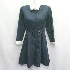 ◇ ⊇ repipi armario ウエストベルト付き 襟付き キッズ 長袖 ミニ丈 ワンピース サイズＭ ネイビー ホワイト 女の子 E  【1409240015840】