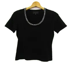 アンタイトル ニット トップス 半袖 Uネック ビジュー レディース 2サイズ ブラック UNTITLED 【中古】