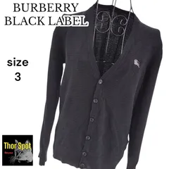【訳あり】BURBERRY BLACK LABEL バーバリーブラックレーベル カーディガン ブラック サイズ3 薄手 ボタン カシミア 羊毛 絹 レディース