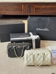 【今日特価】Chanel 25P Bowling Bag Platinum ?枝牛 / シャネル 25P ボーリングバッグ プラチナム ライチェンレザー-MM輸入