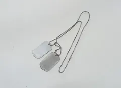U.S. 米軍仕様の ドッグタグ 切込み入り 認識票 文字打刻付きIDタグ Dog tag　ボールチェーンの長さ　長い方約60センチ、短い方約11センチ トップガン トム・クルーズ【ミリタリー、サバゲー好き必見！】