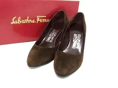 ■美品■ Salvatore Ferragamo フェラガモ スエード パンプス サイズ 4 1/2 (約21.5cm) 靴 シューズ レディース ブラウン系 DK0373
