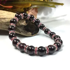 ガーネット パワーストーン ブレスレット 10mm (ピンク) 天然石ブレス 1月誕生石 メンズ・レディース 男性・女性  数珠 恋愛運 ○