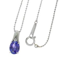 本物 タンザナイト 1.00ct ダイヤモンド 0.01ct K18 WG ネックレス ペンダント ホワイトゴールド パープル アクセサリー ジュエリー 中古 【フォロー割】