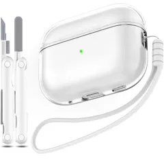 【新着商品】Pro 第 2 世代/第 Airpods 1 世代ケースカバー、Airpods Pro ケース第 2 MHYALUDO 世代 USB C 充電ポートと互換性あり、クリアソフト透明ミリタリーグレード耐衝撃ケース、クリアホワイト
