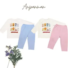 アンパンマン　ニットキルトパジャマ　サックス/ピンク　90/95/100cm　ナイトウェア ナイトウエア ANPANMAN　ベビー服 赤ちゃん 服 ベビー トップス 女の子 保育園　保育所　昼寝