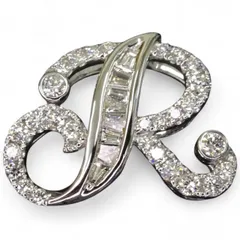 18金ホワイトゴールド K18WG GOLD 750 天然ダイヤモンド0.30ct イニシャル R デザイン ネックレスペンダントトップのみ 総重量約1.32g ジュエリー 宝石 貴金属 メンズ レディース 男女兼用 普段使い【商品管理番号】U22205230