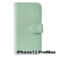 【新品未使用】 iPhone12 Pro Max 手帳型スマホ ケース シボ型押し PUレザー (カバー色アイスグリーン) 無地 ミント くすみ ニュアンスカラー シンプル おしゃれ カード収納 flip49-muji-iphone12max-icgr
