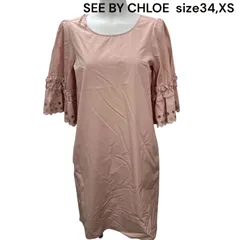 美品　シーバイクロエ　SEE BY CHLOE 　ピンクの可愛い　コットン　ワンピース　34、XS レディース　S5Q247