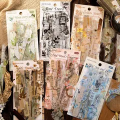 ST529 シール 花 蝶 フィルム フレーム おしゃれ フレークシール PET コラージュ 素材 コラージュ シール コラージュシール コラージュ素材 ステッカー 紙もの 手帳 日記 ジャンクジャーナル 海外 紙モノ 紙物