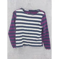 ◇ LACOSTE ラコステ ストライプ 長袖 Tシャツ カットソー 34 ネイビー ホワイト　パープル *  【1002796691201】