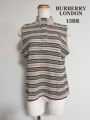 バーバリーロンドン　BURBERRY LONDON ボーダー　刺繍　ベージュ　ノースリーブ　襟