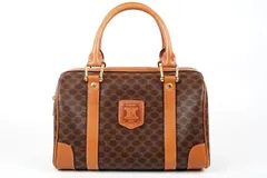 【美品】CELINE セリーヌ マカダム ハンド ミニボストンバッグ ブランド鞄 ブラウン【SS61】