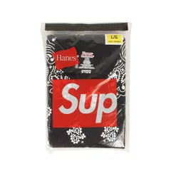 【新品】Supreme シュプリーム Tシャツ サイズ:L / 22AW Hanes バンダナ柄 クルーネック Tシャツ 2枚パック (Bandana Tagless Tees) / ブラック 黒 / トップス カットソー 半袖【メンズ】