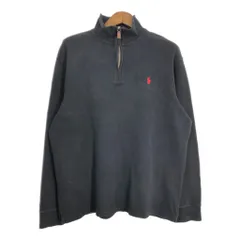 90年代 Polo by Ralph Lauren ポロ ラルフローレン ハーフジップ コットンセーター ブラック (メンズ XL) 中古 古着 S8498