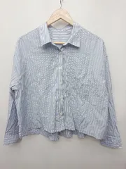 ◇ Θ GLOBAL WORK グローバルワーク ストライプ 長袖 シャツ ブラウス サイズF ライトブルー マルチ レディース P  【1410230019823】