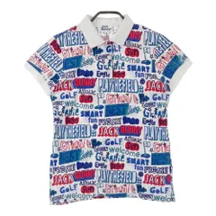 サイズ：2 JACK BUNNY ジャックバニー  半袖ポロシャツ ロゴ 総柄 ホワイト系 [240101226901]# ゴルフウェア レディース ストスト