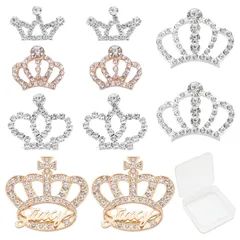 【人気商品】SUNNYCLUE　10個5種　クラウン　チャーム　王冠　チャーム　ラインストーン　チャーム　合金　ティアラ チャーム　クリスタル　ガラス　ビーズ　チャーム　小さなクラウン　冠形　チャーム　ネックレス　ライトゴールド　ハンドメイド　透かし　キラキラ