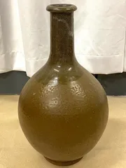 【F872S】陶器　大きめ 花瓶 壺　茶色　直径約24cm　高さ約41cm　重さ約2～3kg　陶磁器 焼物 花道 華道 花器 花入 花生け いけばな フラワーベース