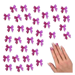 ネイルパーツ リボン 赤 10ｍｍ 混色 蓄光 艶消し 紫 ラメ 50個 3D 立体 蝶々結び 樹脂製 カボション レジン デコパーツ BD3909