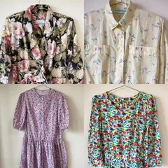 【訳アリ】4着セット USヴィンテージ 花柄ドレス ワンピース 卸売 まとめ売り USA製