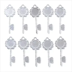 ミール皿【s12 ホワイトシルバー】10個セット 鍵 カギ キー 型枠 モールド UVライト ストラップ キーホルダー チャーム クレイ ネックレス ペンダント ハンドメイドアクセサリーパーツ