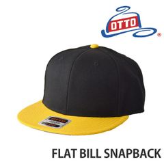 OTTO 帽子 《ブラック×イエロー》新品 未使用 オットー キャップ フラットビルキャップ ストレートつば ベースボールキャップ 無地 バイカラー ストリート サイズ調節可能【D6E】ファッション メンズ