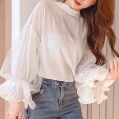 シフォンブラウス チューブトップ付き 3COLOR