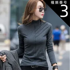 種類3：グリーン/2XL カットソー 長袖 トップス プルオーバー 袖あり 長袖 ハイネック 襟なし かわいい 大人可愛い きれいめ シンプル カジュアル 大人 上品 おしゃれ 大人女子 こなれ感 ラブリー キュート 個性的 クール モード系 モダン 主役級 