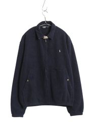 【お得なクーポン配布中!】 90s ポロ ラルフローレン フリース スイングトップ ジャケット メンズ M オールド ブルゾン フルジップ ジャンパー ワンポイント ネイビー