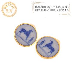 HERMES エルメス ヘルメス コロゾ ホース イヤリング ブランド 揺れる 穴なし 結婚式 ジュエリー アクセサリー ブルー レディース おすすめ 人気