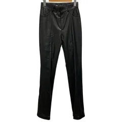 ザラ ZARA エコレザー フェイクレザー フレア スラックス ボトムス 無地 XS 黒 ブラック