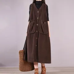 オールインワン コーデュロイワンピース ワンピース オールインワン サロペット 膝下 ミモレ ミモレ丈 ロング ロング丈 袖なし Vネック スクエアネック ワイド ガウチョ Aライン 大きなボタン 厚手 コーデュロイ 大人可愛い カジュアル 大人 おしゃれ お