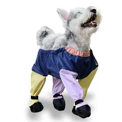 【ブーツ一体型で完全防水】CREATERA 犬 レインブーツ 靴一体型 犬用防水レッグカバー＆ブーツ ミックスカラー 5サイズ 汚れ防止 ケガ防止 滑り止め 脱げない 肉球保護 雨雪熱対応 調節可能 (ミックス, XS) [ミックス] [XS]