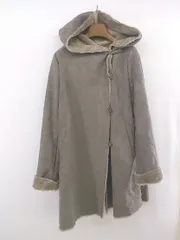 ◇ URBAN RESEARCH ROSSO ロッソ スウェード調 裏フェイクファー 長袖 フード コート サイズF グレージュ系 レディース E  【1304120009523】