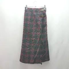 ◇ MAJESTIC LEGON バックウエストゴム バックスリット ロング ラップ スカート サイズS ネイビー/レッド レディース E  【1307260055023】