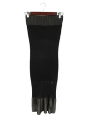 ノーブル NOBLE スカート リブ ニット ウエストゴム マキシ丈 裾フレア 黒 グレー QQQ