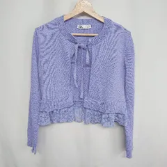 ◇ ⊇ ZARA ザラ 長袖 カーディガン サイズM パープル系 レディース E  【1409100036381】