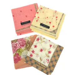 未使用品 BURBERRYS バーバリーズ ヴィンテージ ハンカチ 4枚セット   マルチカラー ノバチェック 花柄 コットン レディース 贈答品 引き出物 ギフト　240001141092