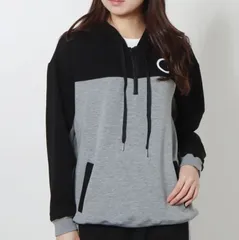 【CECIL McBEE green】 バイカラーハーフジップニットパーカー（ﾌﾞﾗｯｸ）【Sサイズ】  M353