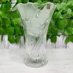 HOYA CRYSTAL ホヤクリスタル ガラス花瓶 花器 花生 未使用 HOYA CRYSTAL クリスタルガラス 花瓶 幾何学的デザイン - メルカリ