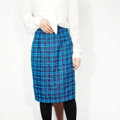 USA VINTAGE LA BELLE CHECK PATTERNED WOOL SKIRT MADE IN USA/アメリカ古着チェック柄ウールスカート