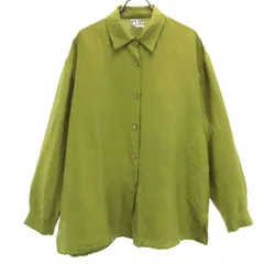 CLIO 90s オールド 長袖 シルク シャツ L オリーブ系 レディース 古着