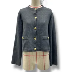 anuans アニュアンス オリジナルボタンノーカラーニットジャケット カーディガン 羽織り ショート丈 金ボタン 1523111051-1 灰色 ダークグレー フリーサイズ レディース 冬 ゴーゴー古着マルイ北千住店 5 No.983