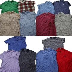 古着卸 まとめ売り ラルフローレン ポロシャツ 14枚セット (メンズ XL /2XL /3XL ) チェック柄 ボーダー ビックポニー 中古 古着 NA6314